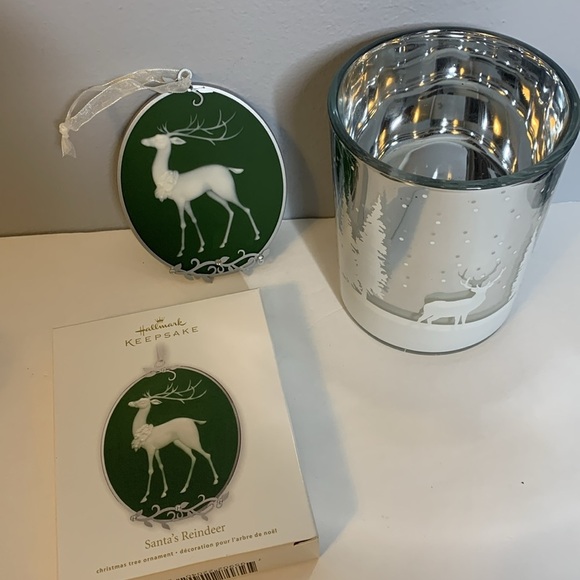 HALLMARK REINDEER ORNAMENT & CANDLE HOLDER - Picture 1 of 6